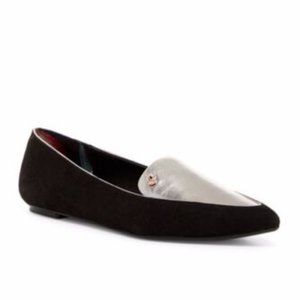NEW Ted Baker Oleshky Black Metallic Pointy Toe Flat 8M (Orig: $140)